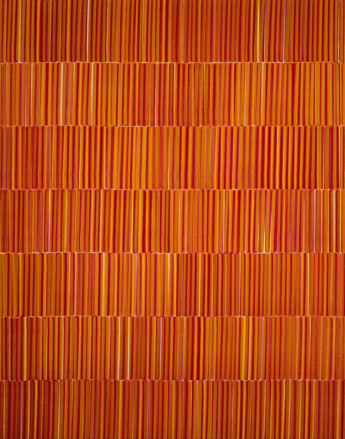 Nikola Dimitrov, Rhythmen Rot III, 2023, Pigmente, Bindemittel auf Leinwand, 140 × 110 cm